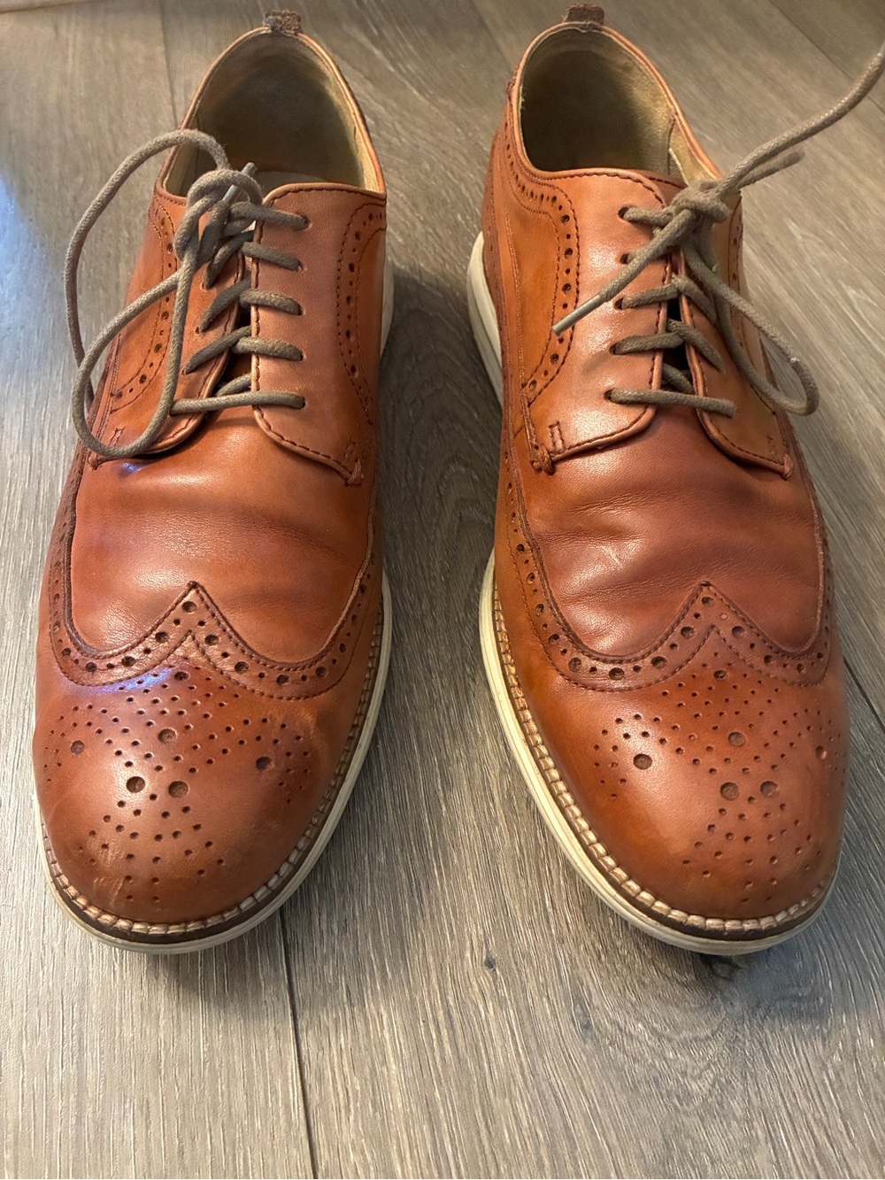 Cole Haan Men’s Brown Leather Wingtip Oxfords size 11.5 - Picture 2 of 7